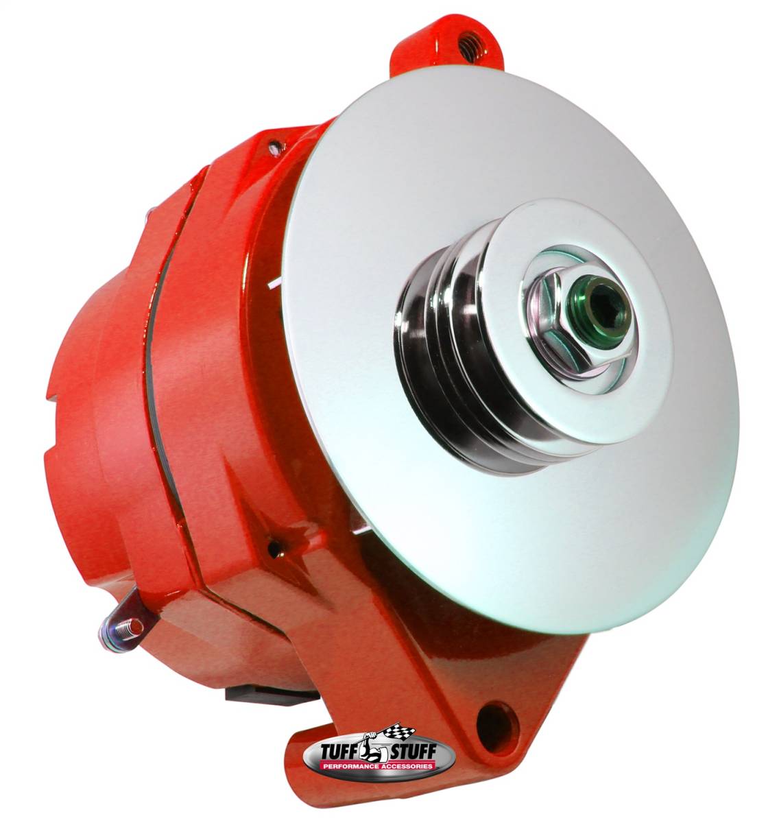 Tuff Stuff Performance - Alternator 100 AMP Smooth Back 1 Wire 1 Grove Pulley Red Powdercoat w/Chrome Accents 7068RFRED