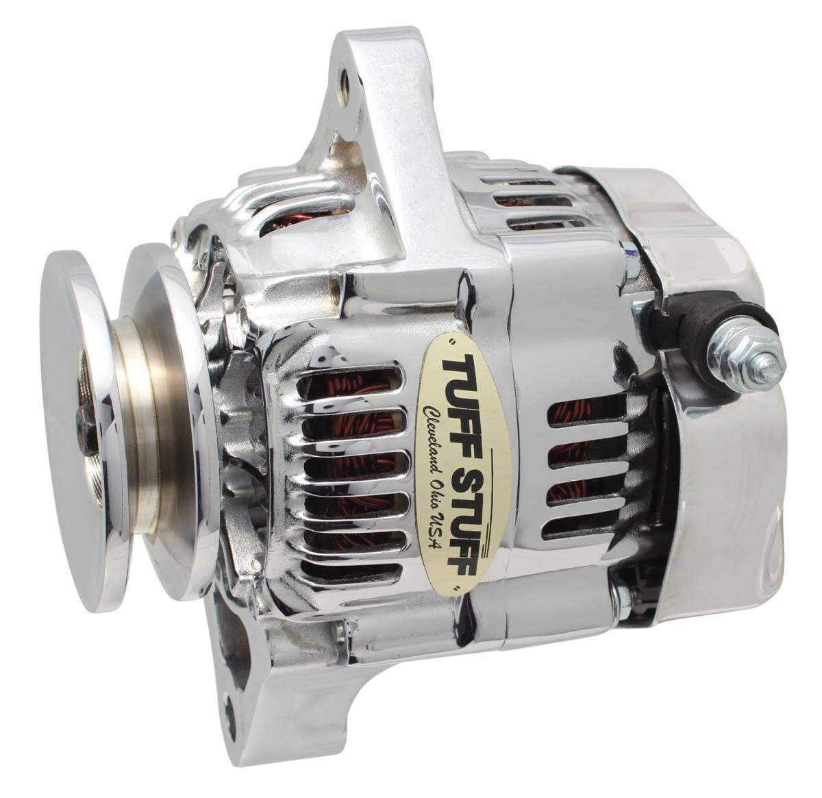 Tuff Stuff Performance - Compact Design Alternator 55 AMP Ultra Mini Nippondenso 1 Wire Single Groove Pulley For Use w/Performance Cars/Street Rods/Show Cars w/Low Amp Requirement Chrome 7512A