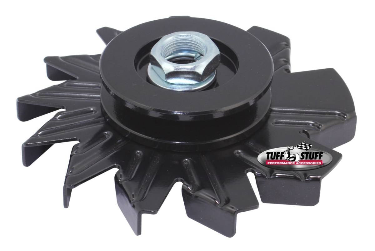 Tuff Stuff Performance - Alternator Fan And Pulley Combo Single V Groove Pulley Incl. Fan/Lock Washer/Nut Stealth Black 7600AB
