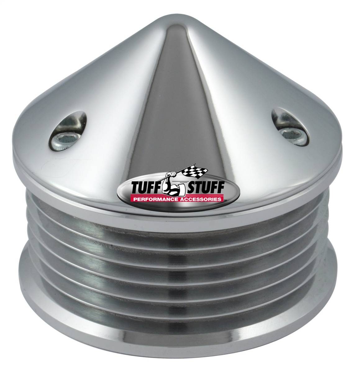 Tuff Stuff Performance - Alternator Pulley And Bullet Cover 2.25 in. Pulley 6 Groove Serpentine Incl. Lockwasher/Nut Chrome 7653A