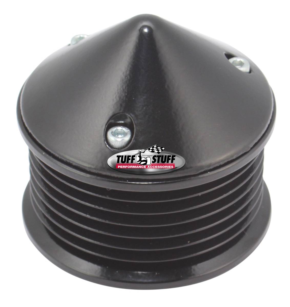 Tuff Stuff Performance - Alternator Pulley And Bullet Cover 2.25 in. Pulley 7 Groove Serpentine Incl. Lock Washer/Nut Stealth Black 7654C