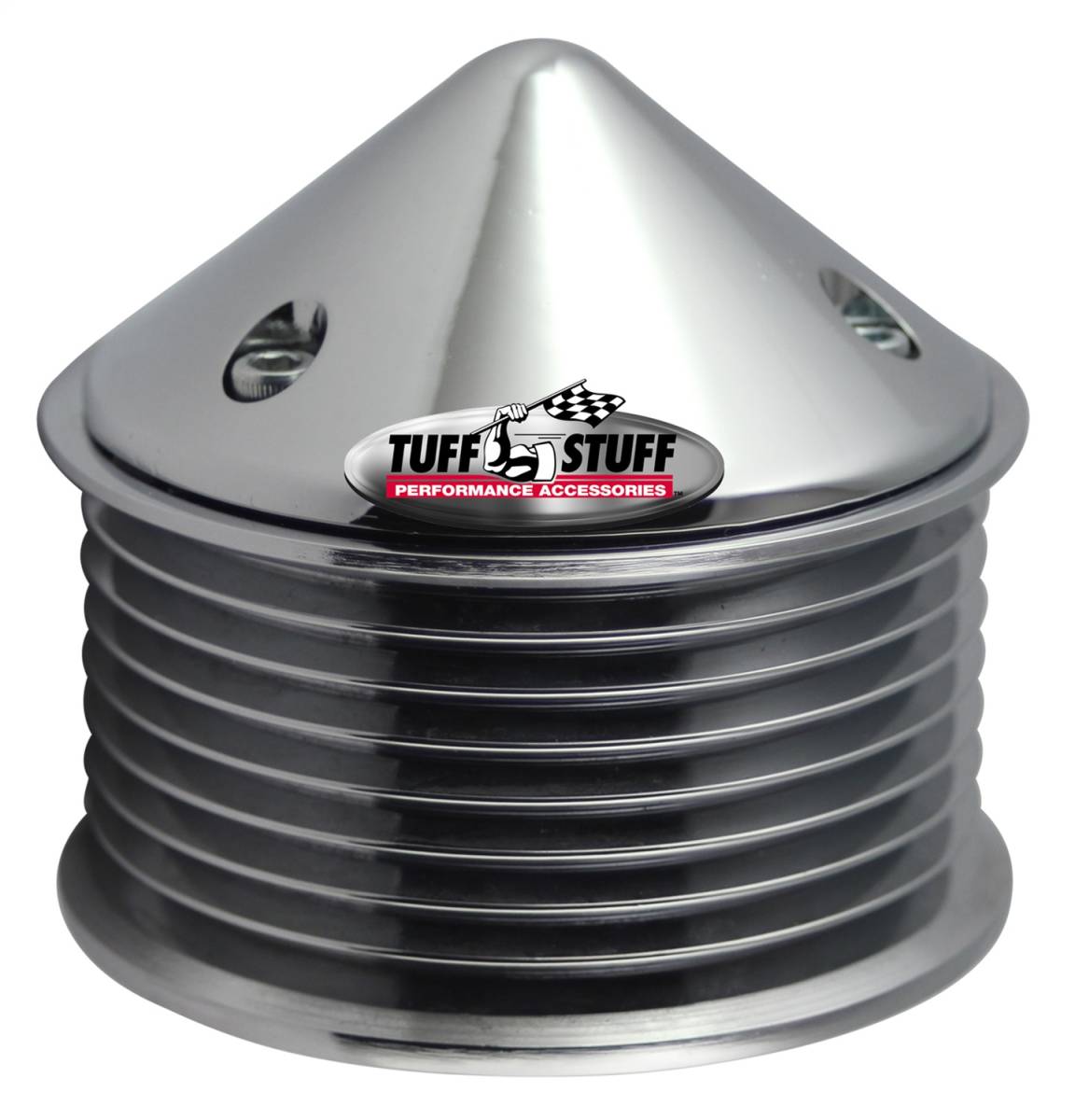 Tuff Stuff Performance - Alternator Pulley And Bullet Cover 2.25 in. Pulley 8 Groove Serpentine Incl. Lockwasher/Nut Chrome 7655A