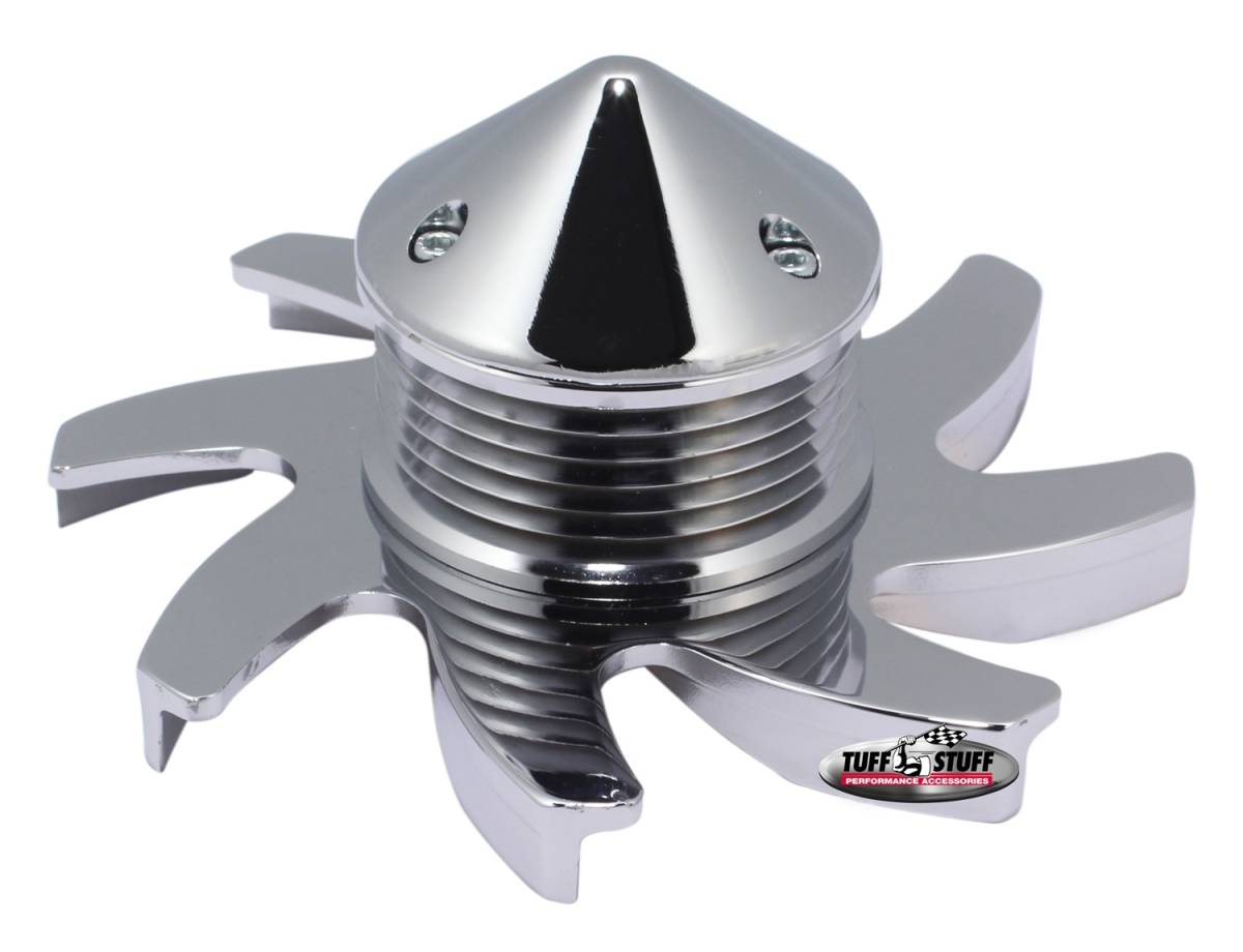 Tuff Stuff Performance - Alternator Fan And Pulley Combo Universal 6 Groove Serpentine Pulley Incl. Fan/Lock Washer/Nut Chrome Plated CS 130 Fits PN[7860/7861/7866/7935] 7666C