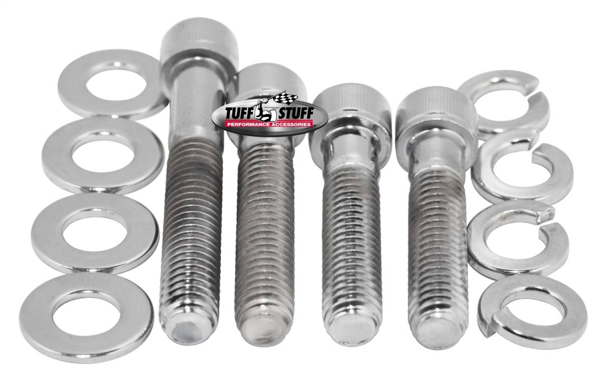 Tuff Stuff Performance - Water Pump Bolt Kit Chrome Socket Incl. (2) 3/4 in.-16x1 3/4 in./(1) 3/4 in.-16x2 in./(1) 3/8 in.-16x2 1/2 in. Bolts/(4) Lock And (4) Flat Washers 7677C