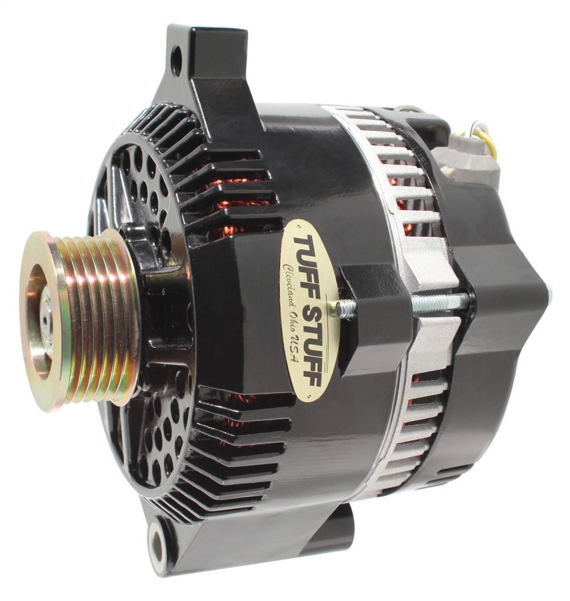 Tuff Stuff Performance - Alternator 150 AMP 1 Wire 6G Groove Pulley Internal Regulator Stealth Black For Use In Ford 5.0L Models 7771BW6G