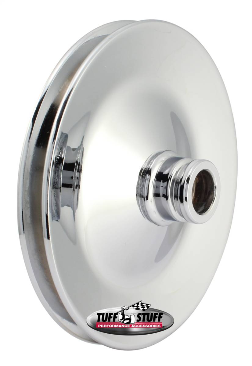 Tuff Stuff Performance - Power Steering Pump Pulley Single V-Groove Fits All Tuff Stuff Saginaw Style Pumps That Require A Press-On Pulley Chrome Plated 8485A
