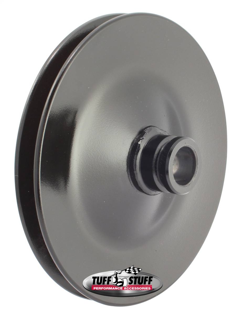 Tuff Stuff Performance - Power Steering Pump Pulley Single V-Groove Fits All Tuff Stuff Saginaw Style Pumps That Require A Press-On Pulley Black Powder Coated 8485B
