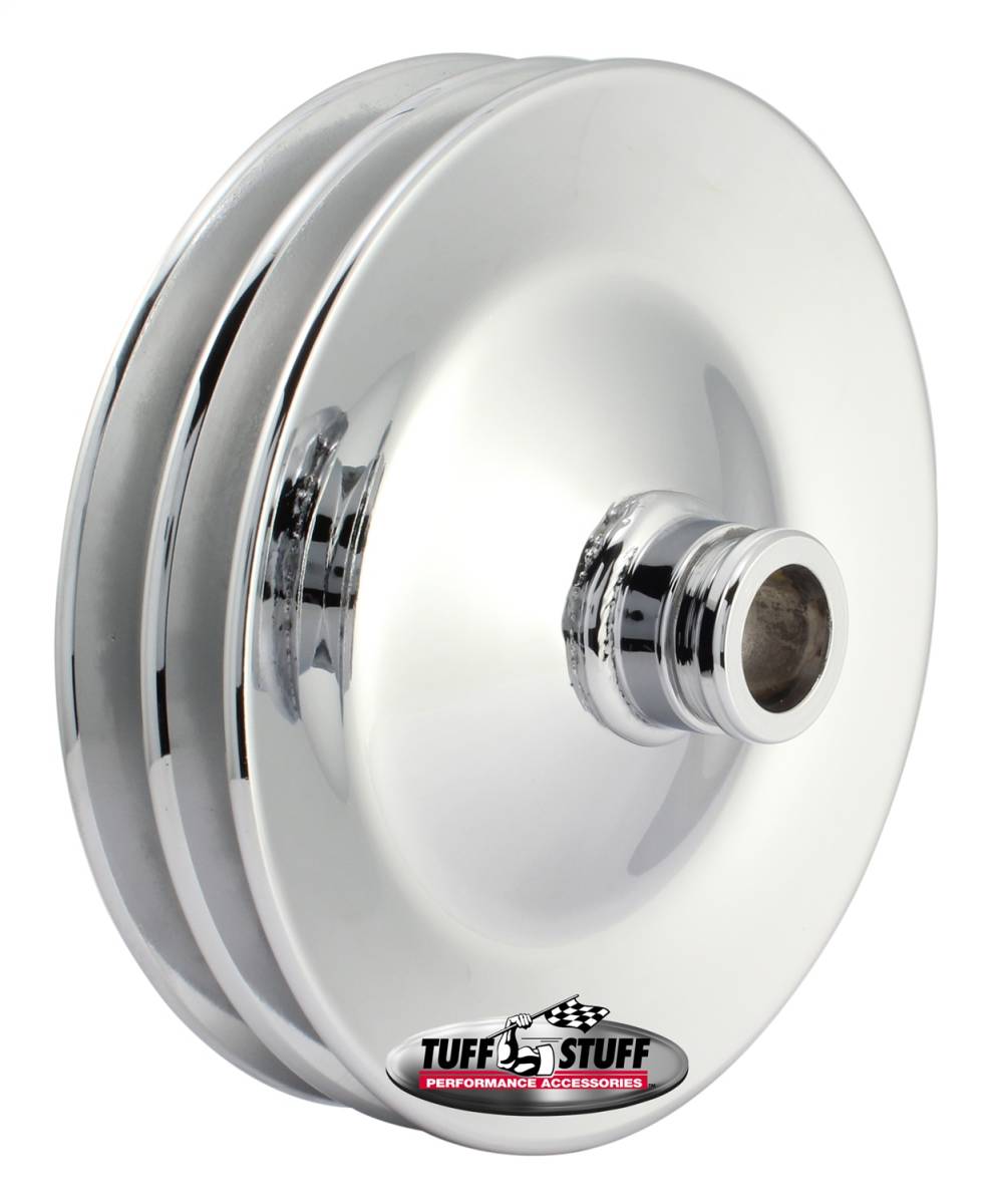 Tuff Stuff Performance - Power Steering Pump Pulley Double V-Groove Fits All Tuff Stuff Saginaw Style Pumps That Require A Press-On Pulley Chrome Plated 8486A