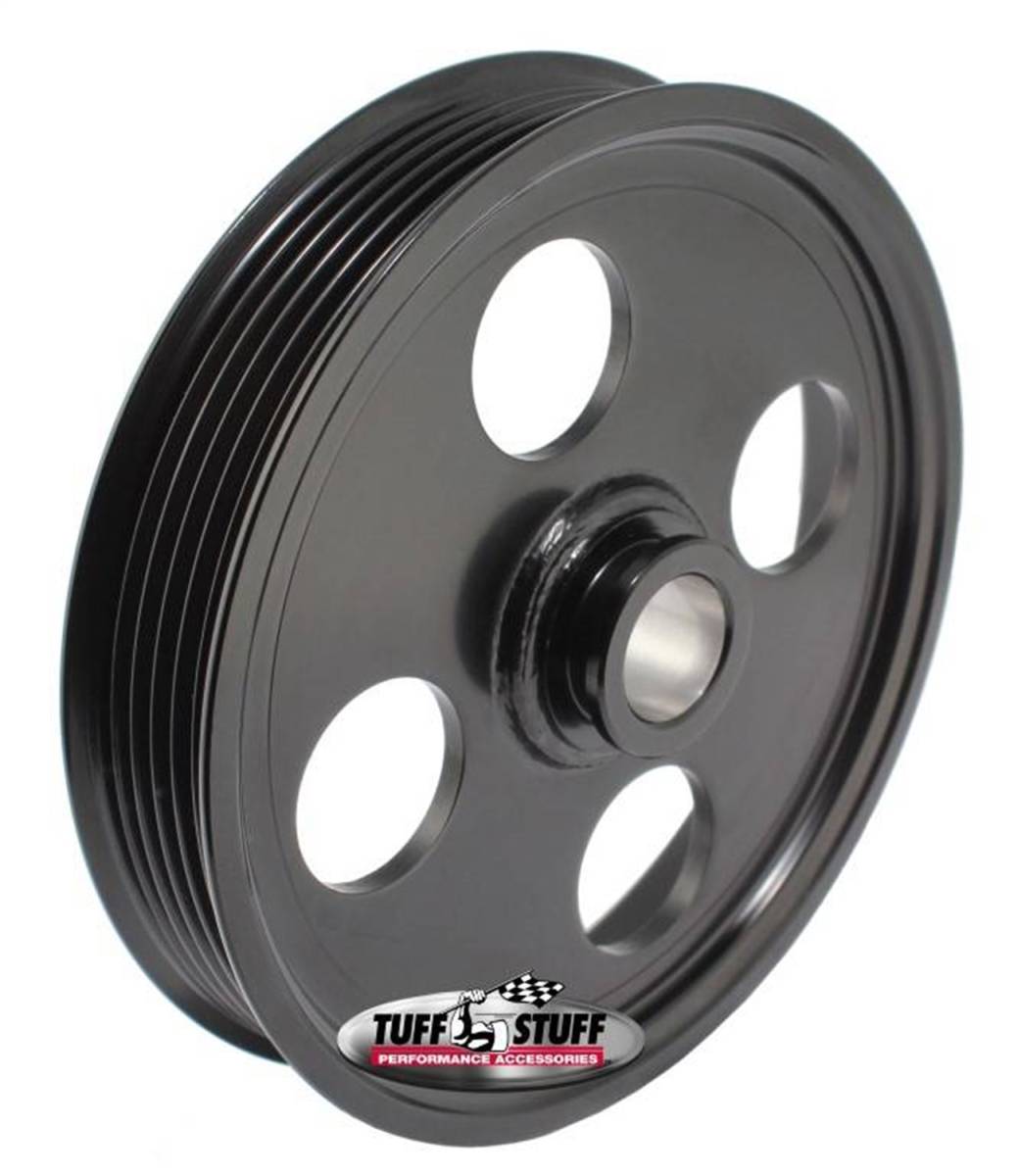 Tuff Stuff Performance - Type II Power Steering Pump Pulley For .748 in. Shaft 6-Groove Fits All Tuff Stuff Type II Pumps That Require A 19mm Press-On Pulley Black Powder Coated 8489B