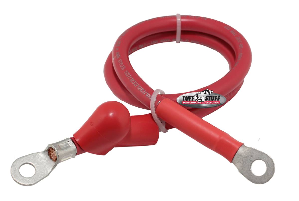 Tuff Stuff Performance - Heavy Duty Charge Wire w/Boot 24 in. Long, 4 Gauge Red 754424