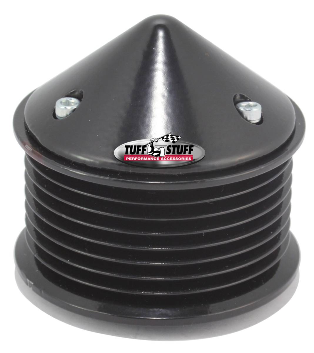 Tuff Stuff Performance - Alternator Pulley And Bullet Cover 2.25 in. Pulley 8 Groove Serpentine Incl. Lock Washer/Nut Stealth Black 7655C
