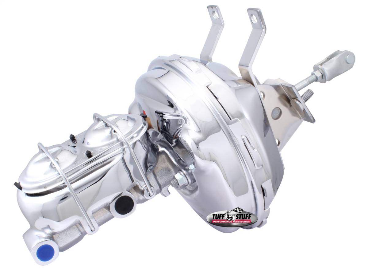 Tuff Stuff Performance - Brake Booster w/Master Cylinder 9 in. 1 in. Bore Single Diaphragm w/PN[2020] Dual Rsvr. Master Cyl. Incl. 3/8 in.-16 Studs Chrome 2130NA-1