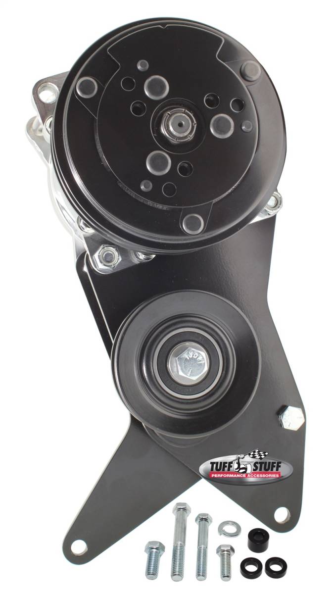 Tuff Stuff Performance - A/C Compressor Mounting Bracket For Use w/Sanden SD508 BBC Short Water Pump Black Powder Coated 8495B