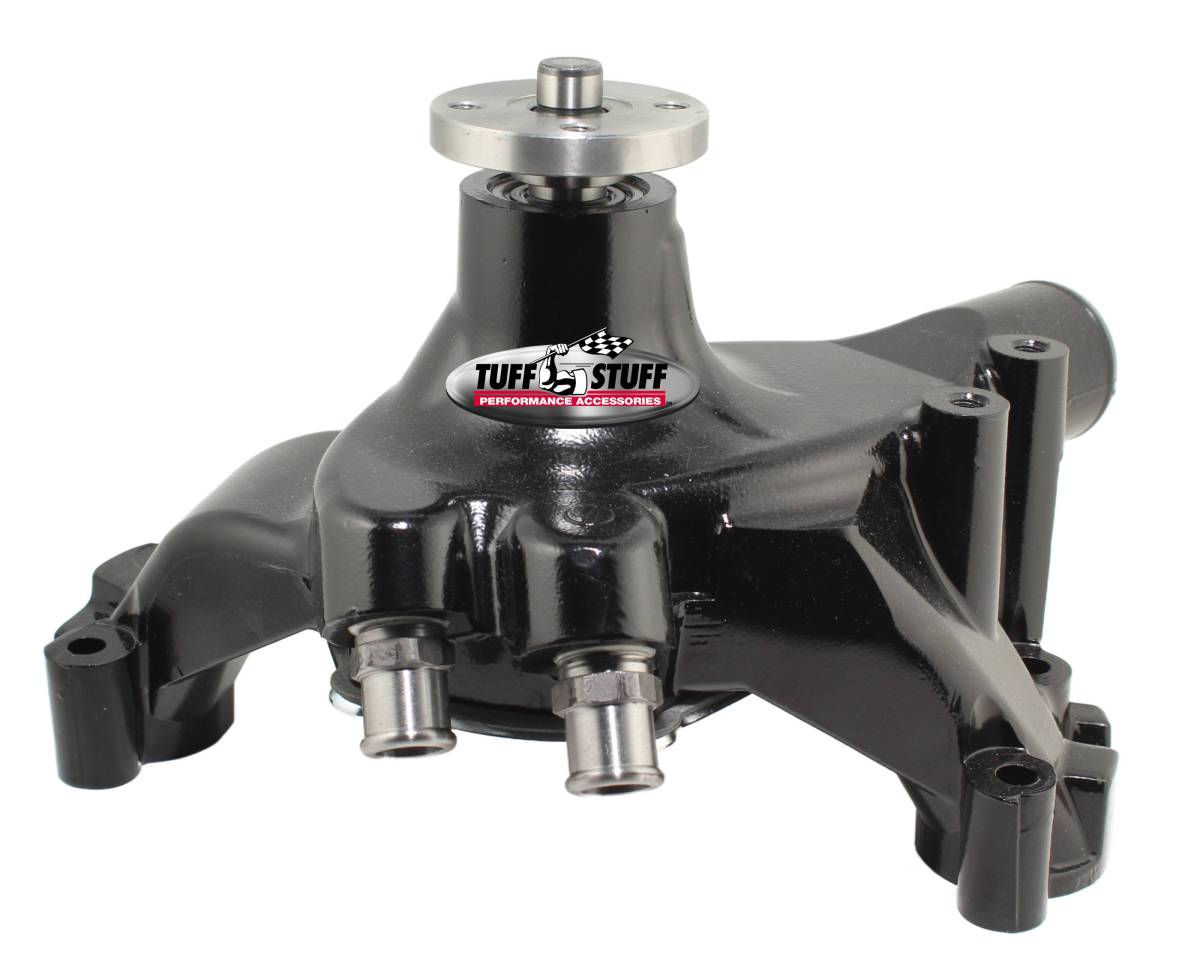 Tuff Stuff Performance - Platinum SuperCool Water Pump 7.281 in. Hub Height 5/8 in. Pilot Long Reverse Rotation Aluminum Flat Smooth Top And (2) Threaded Water Ports Stealth Black Powder Coat 1493ANC