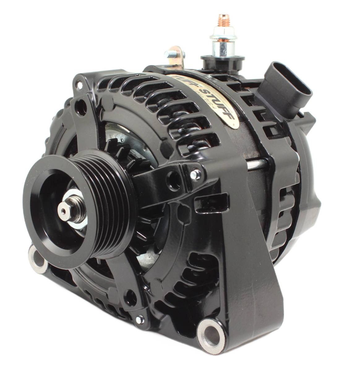 Tuff Stuff Performance - LS 225 MAX AMP Alternator, 6-Groove, OEM Wiring, Stealth Black, 8435B6GOE
