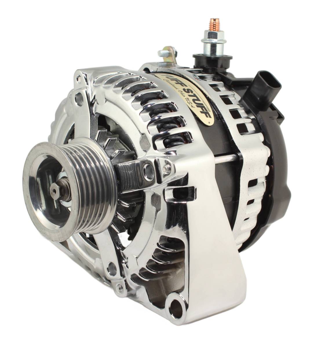 Tuff Stuff Performance - LS 225 MAX AMP Alternator, 6-Groove, 1-Wire, Chrome Plated, 8435C6G1W