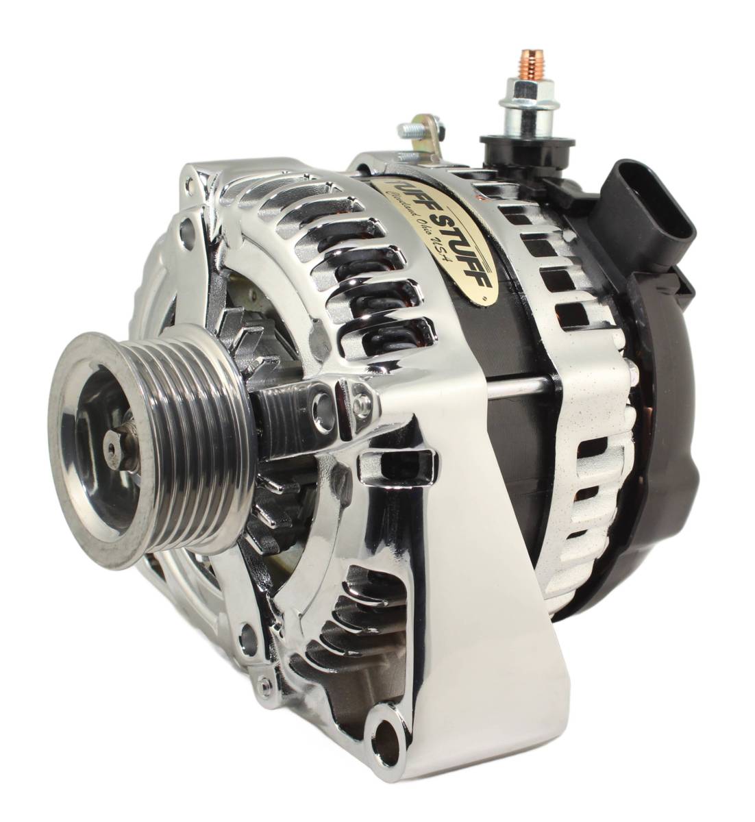 Tuff Stuff Performance - LS 225 MAX AMP Alternator, 6-Groove, OEM Wiring, Chrome Plated, 8435C6GOE