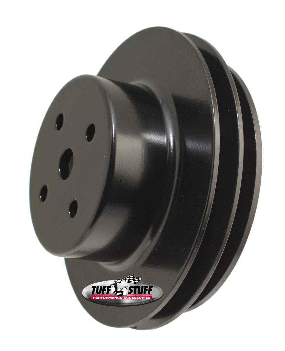 Tuff Stuff Performance - BB Chevy Machined Aluminum Water Pump Pulley, 2 Groove, Long Pump, Black Powder Coat, 9884BLK