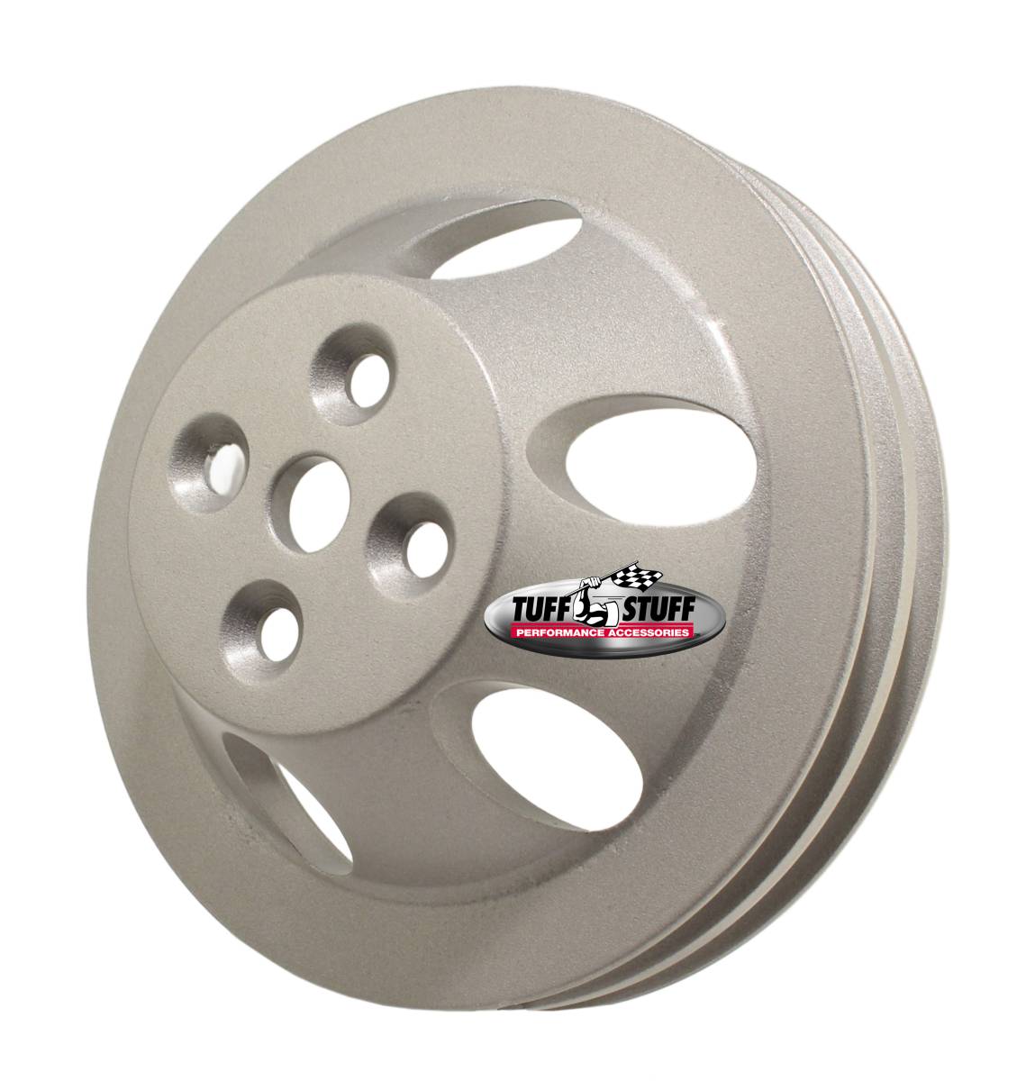 Tuff Stuff Performance - BB Chevy Machined Aluminum Water Pump Pulley, 2 Groove, Short Pump, Factory Cast PLUS+, 9888F