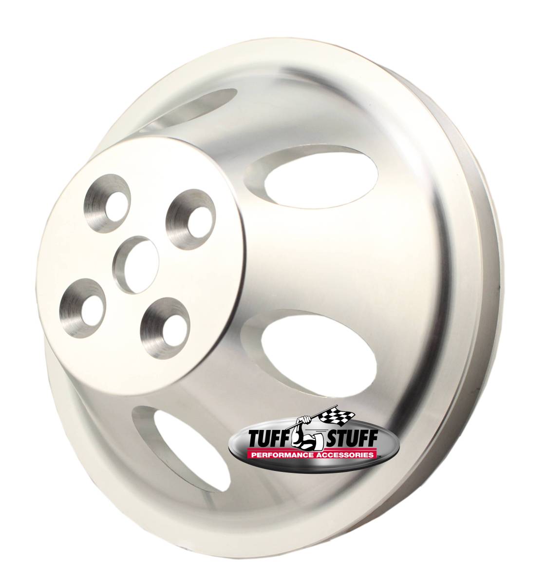 Tuff Stuff Performance - BB Chevy Machined Aluminum Water Pump Pulley, 1 Groove, Short Pump, Satin, 9889C