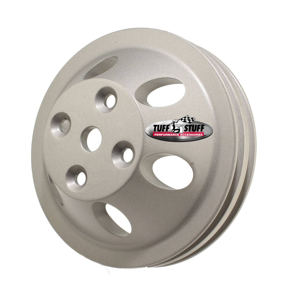 Tuff Stuff Performance - SB Chevy Machined Aluminum Water Pump Pulley, 2 Groove, Long Pump, Factory Cast PLUS+, 9890F