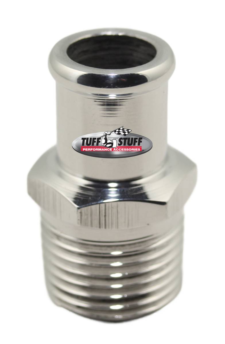 Tuff Stuff Performance - Water Pump Hose Nipple; 5/8 in. Hose; 1.5 in. Long; 1/2-14 NPT; Aluminum; 4450C