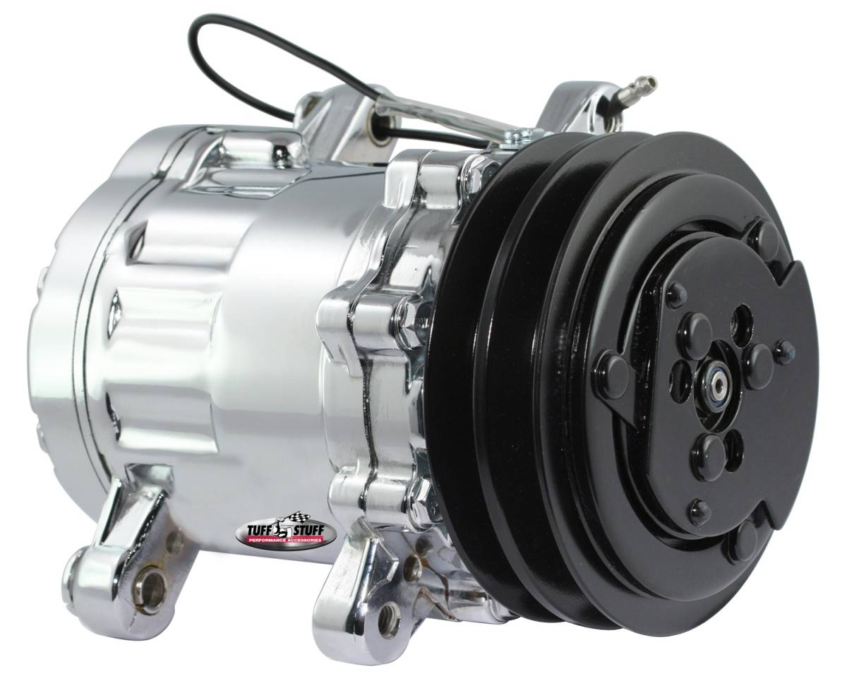 Tuff Stuff Performance - A/C Compressor; R134A Series - Double Pulley - Chrome; 4517NADP
