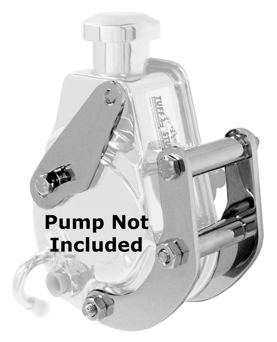Tuff Stuff Performance - Power Steering Pump Bracket; Short - Fits Tuff Stuff Saginaw Style Power Steering Pumps - w/Hardware - Chrome; 6503A