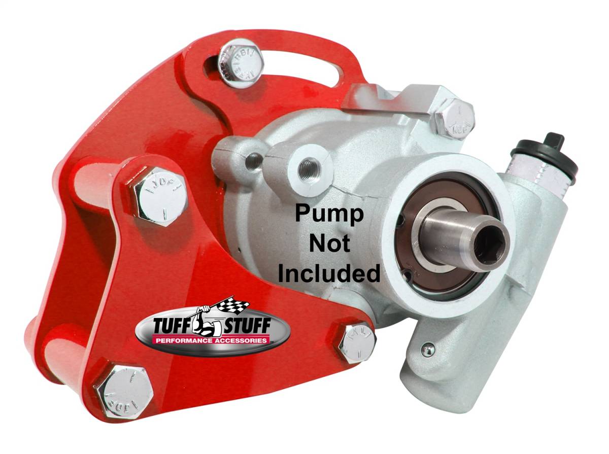 Tuff Stuff Performance - Power Steering Pump Bracket; Short - Fits Tuff Stuff Type II Power Steering Pumps - w/Hardware - Red Powdercoat; 6505BRED