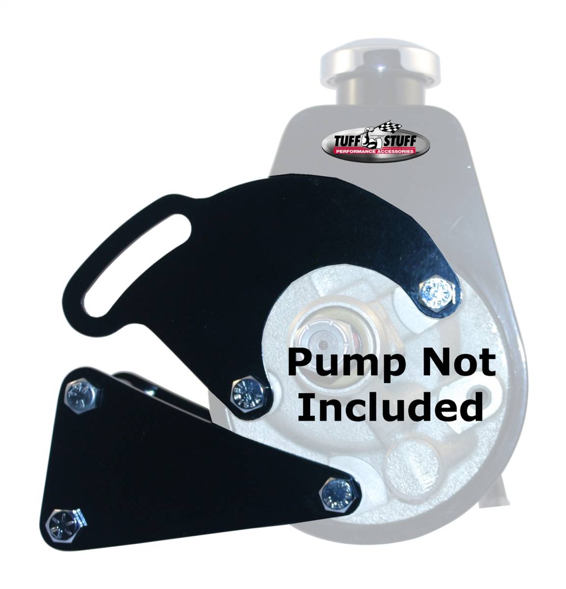 Tuff Stuff Performance - Power Steering Pump Bracket; Long - Fits Tuff Stuff Saginaw Style Power Steering Pumps - w/Hardware - Black Powdercoat; 6507B
