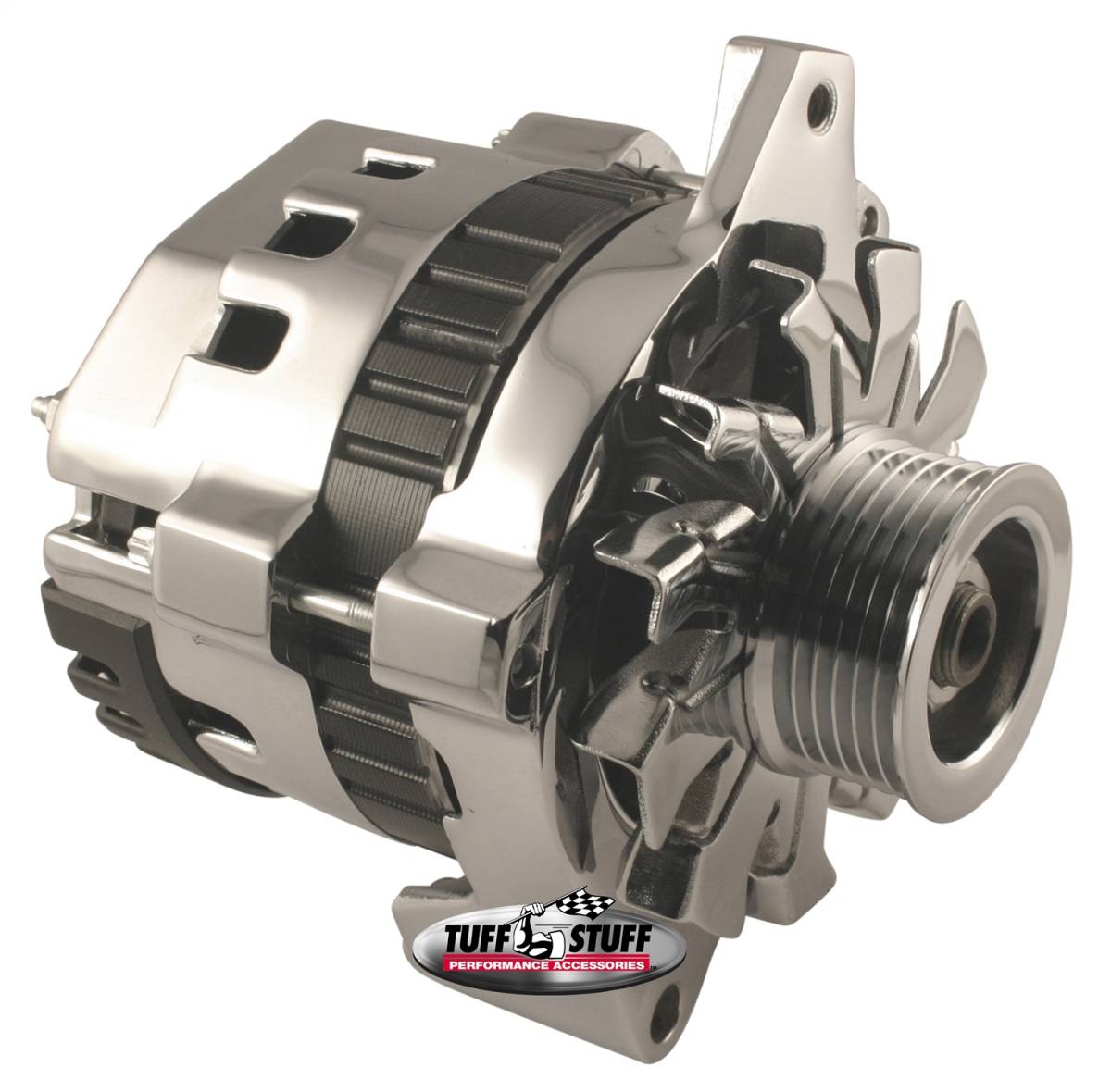Tuff Stuff Performance - Alternator; 120 AMP - CS121 GM Style Mini Racer - 1 Wire Or OEM Hookup - 12 Volt - 6 Groove Serpentine Pulley - Chrome; 7937A6G