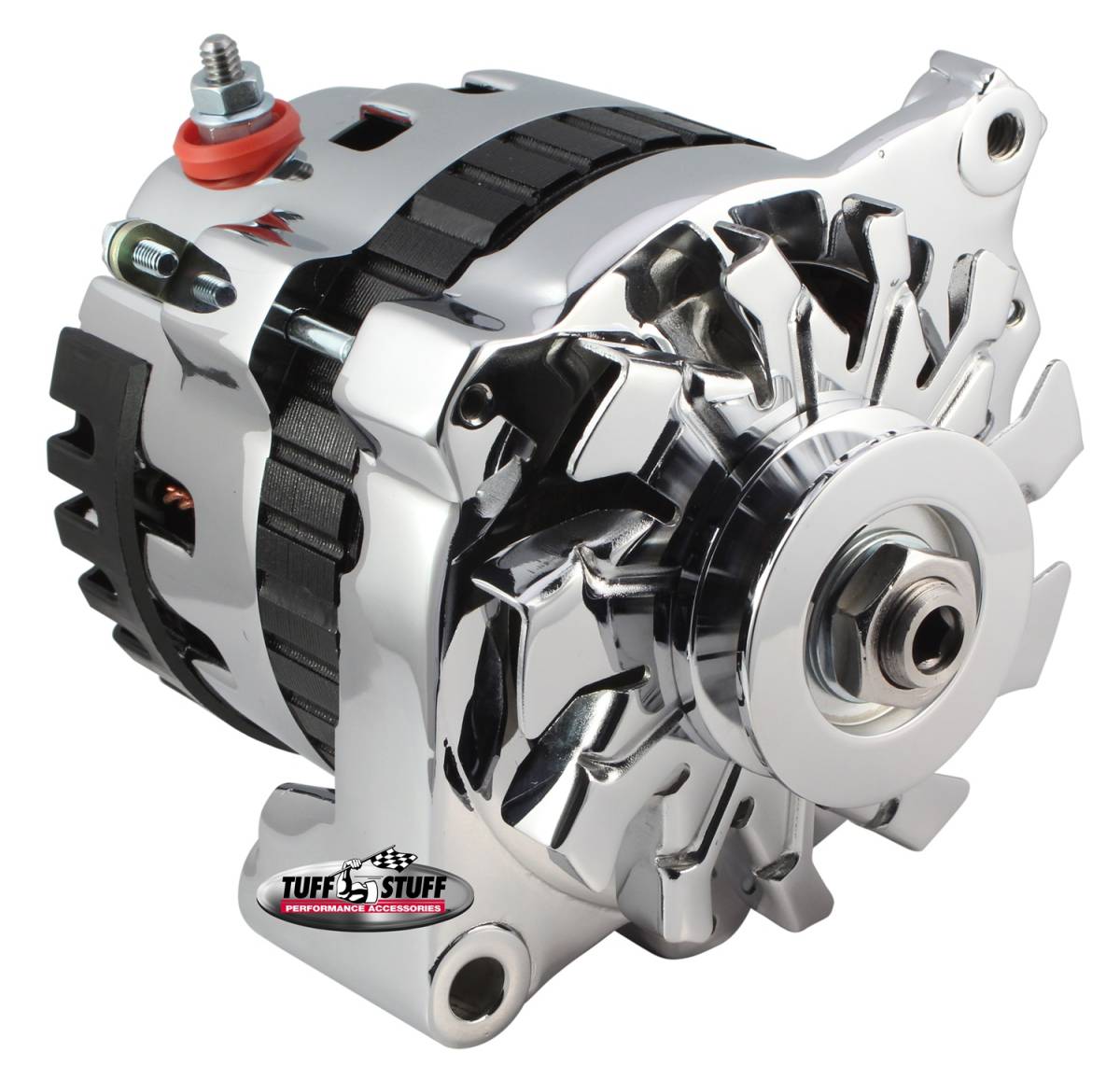 Tuff Stuff Performance - Alternator; 120 AMP - CS121 GM Style Mini Racer - 1 Wire Or OEM Hookup - 12 Volt - V Groove Pulley - Polished Aluminum - Side Terminal; 7937APST