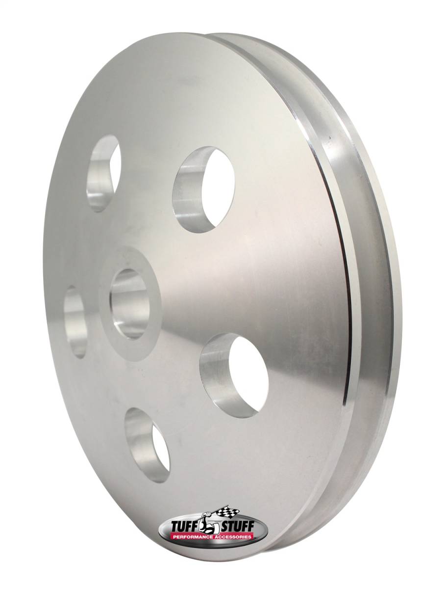 Tuff Stuff Performance - Power Steering Pump Pulley; 1 Groove - Fits w/Saginaw Pumps w/.75 in. Press Fit Shafts - Machined Aluminum - Natural; 8491C