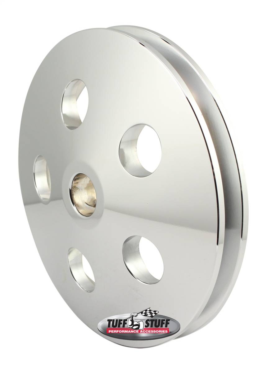 Tuff Stuff Performance - Power Steering Pump Pulley; 1 Groove - Fits Tuff Stuff 6175 And 6170 Type II Pumps w/17mm Shafts - Machined Aluminum - Polished; 8492B