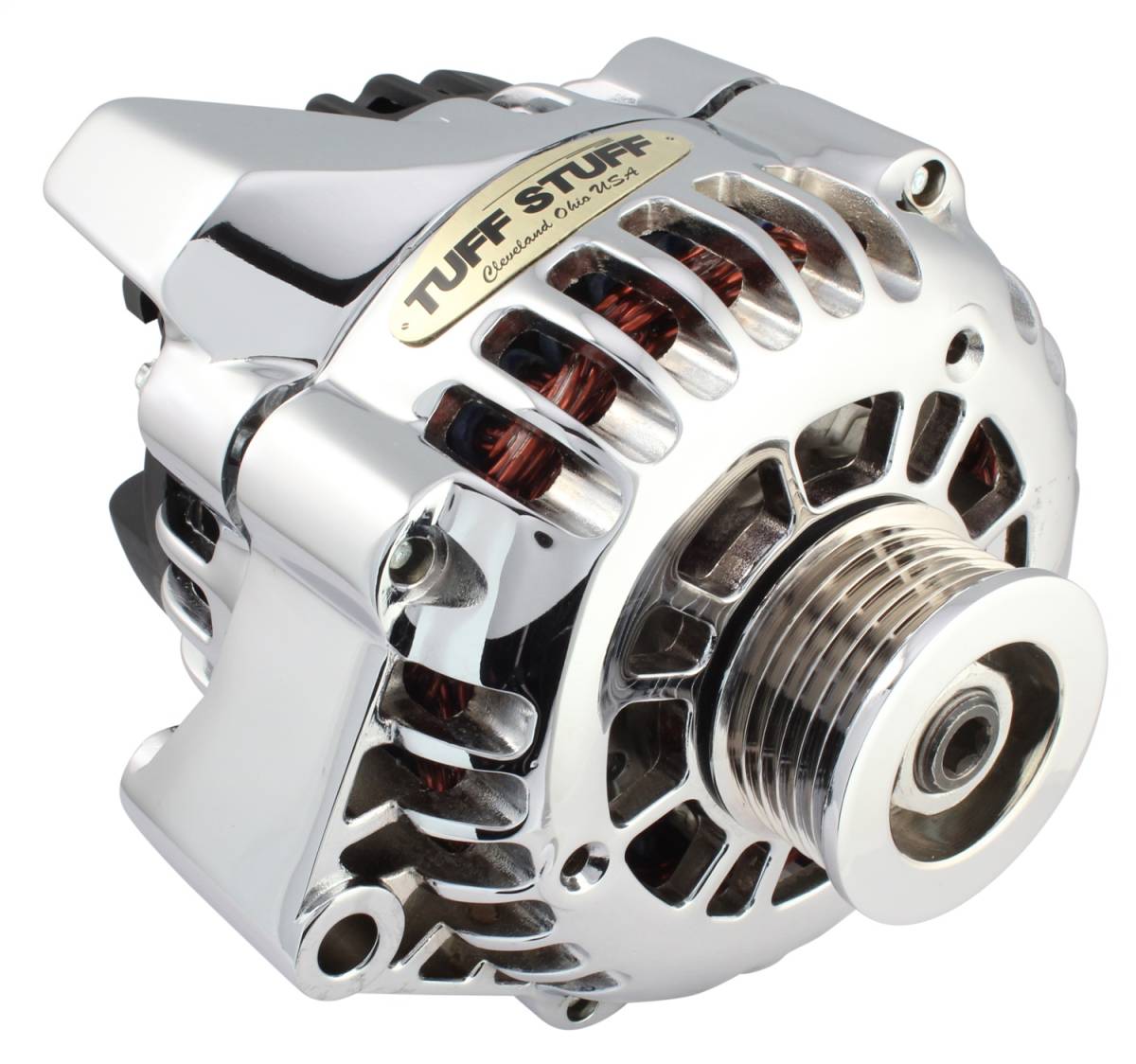 Tuff Stuff Performance - Alternator; 175 AMP Upgrade - 1-Wire Or OEM Wire Hookup - 6 Groove Pulley - Aluminum - Polished; 8206NCP