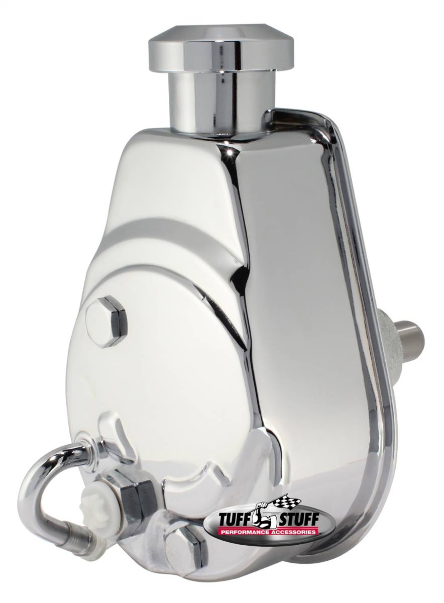 Tuff Stuff Performance - Power Steering Pump; Direct Fit - 3/4 in. Press Fit Shaft - 1200 PSI - M10x1.5 Mtg. Holes - Chrome; 6163A