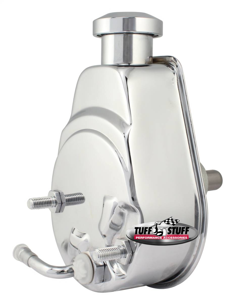 Tuff Stuff Performance - Power Steering Pump; Direct Fit - 3/4 in. Press Fit Shaft - 1200 PSI - M10x1.5 Mtg. Holes - Chrome; 6186A