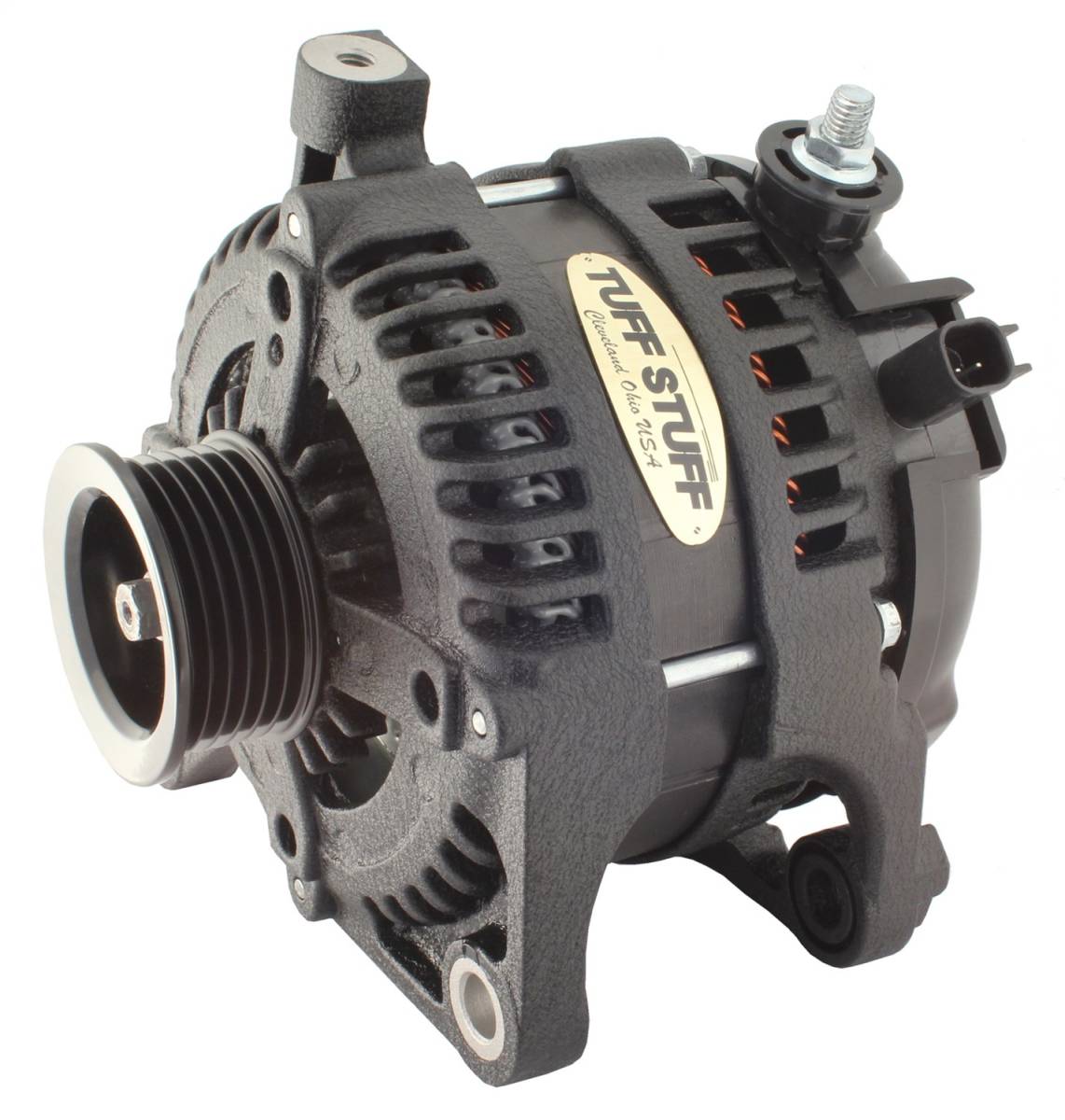 Tuff Stuff Performance - Alternator; 175 AMP - OEM Wire - 6 Groove Pulley - External Regulator - Black Wrinkle; 7513B