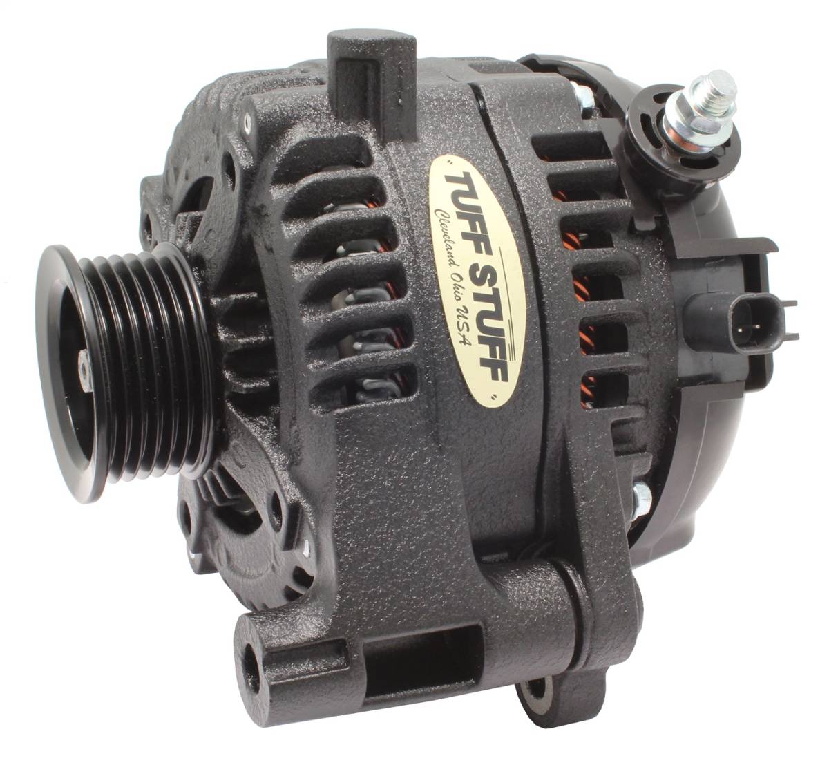 Tuff Stuff Performance - Alternator; 175 AMP - OEM Wire - 6 Groove Pulley - External Regulator - Black Wrinkle; 7514B