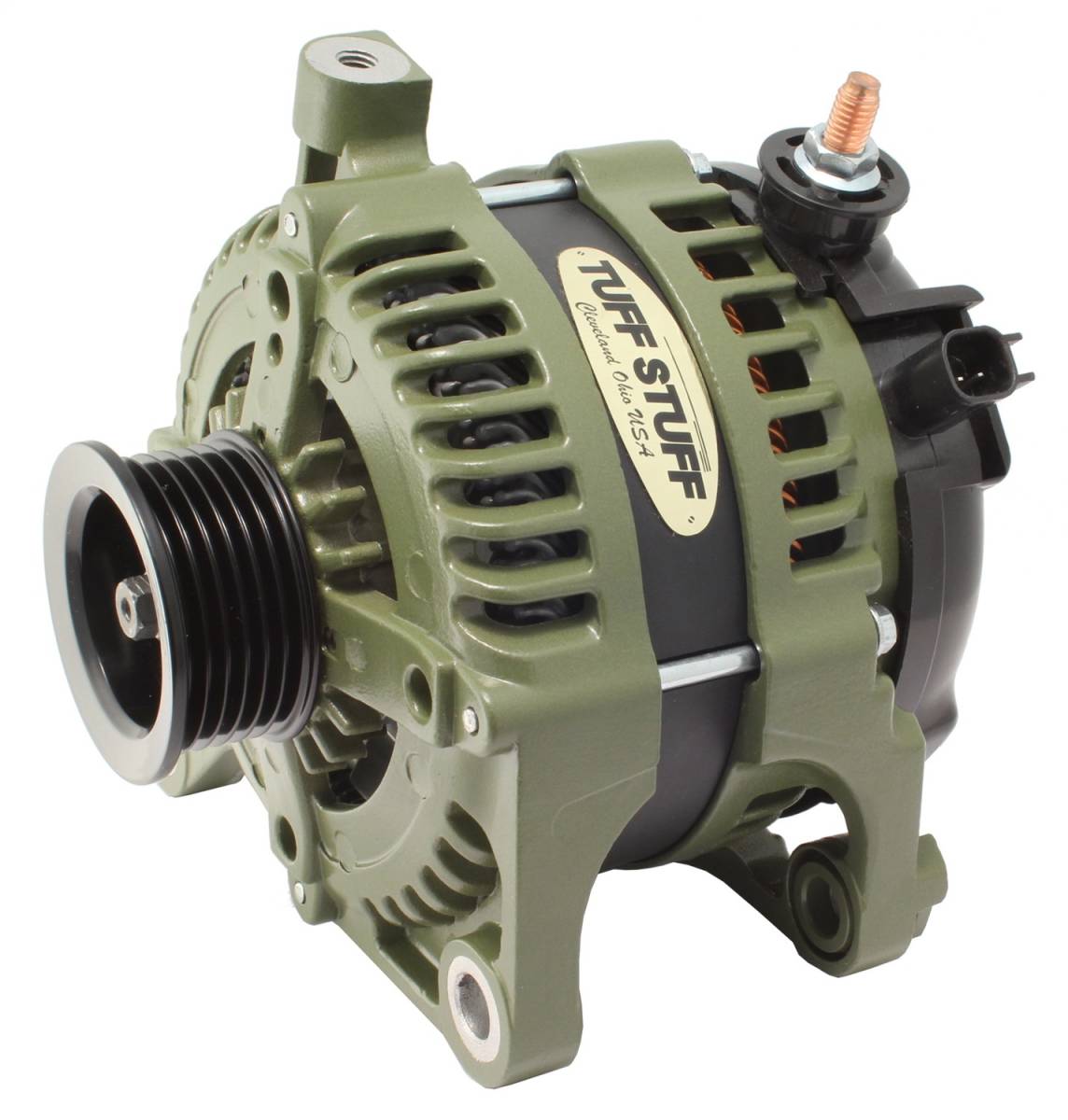 Tuff Stuff Performance - Alternator; 250 AMP - OEM Wire - 6 Groove Pulley - External Regulator - Army Green; 7515G