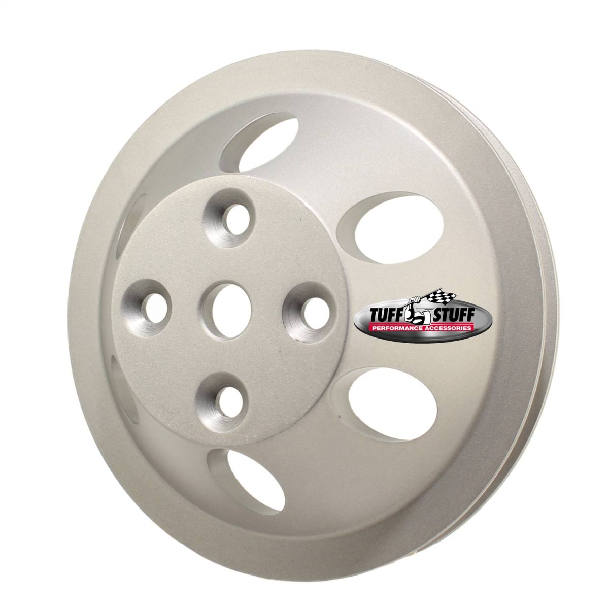 Tuff Stuff Performance - Water Pump Pulley; For Use w/Small Block Chevy Engines - Machined Aluminum - Factory Cast Plus - 1 Groove - Long Pump - 5/8 in. Pilot Hole; 9886F