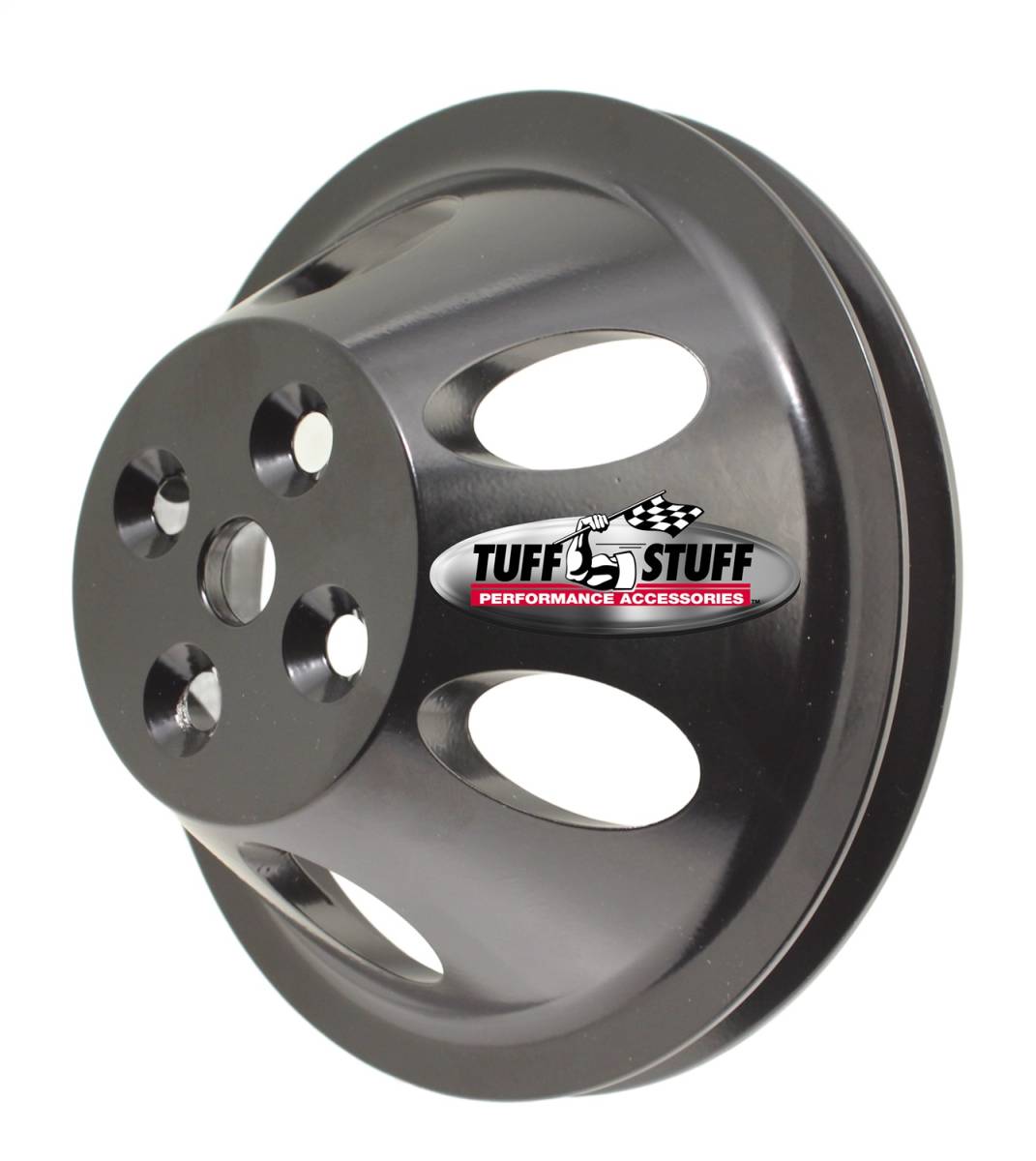 Tuff Stuff Performance - Water Pump Pulley; For Use w/Big Block Chevy Engines - Machined Aluminum - Black Powder Coat - 1 Groove - Short Pump - 5/8 in. Pilot Hole; 9889BLK