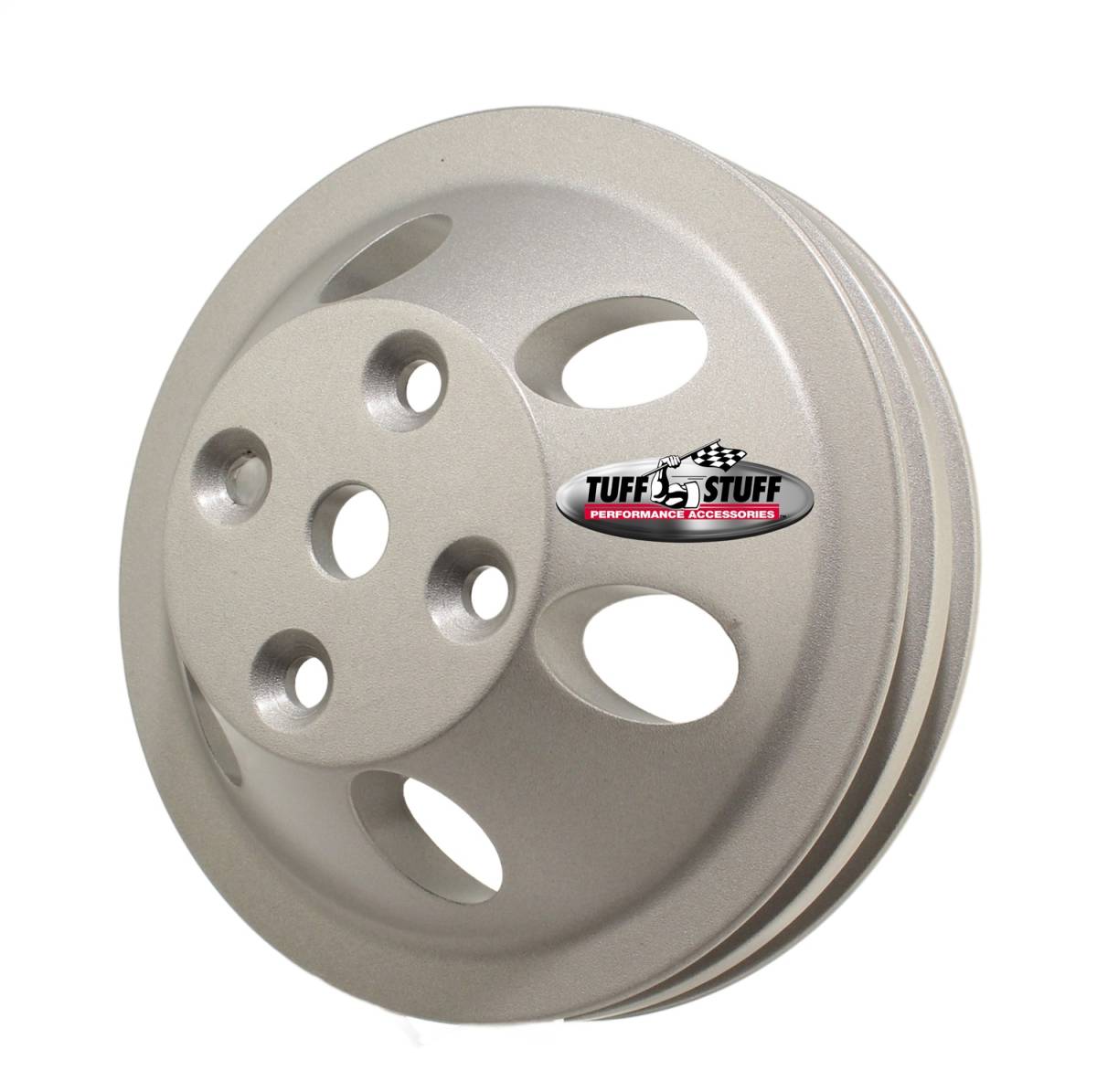 Tuff Stuff Performance - Water Pump Pulley; For Use w/Small Block Chevy Engines - Machined Aluminum - Factory Cast Plus - 2 Groove - Long Pump - 5/8 in. Pilot Hole; 9890F