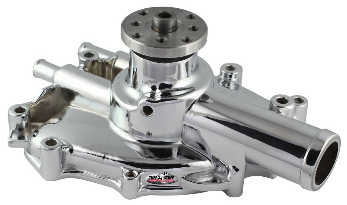 Tuff Stuff Performance - Water Pump; 4.312 in. Hub Height - 3/4 in. Pilot - Shorty - Aluminum Casting - Chrome - Driver Side Inlet; 1625NG