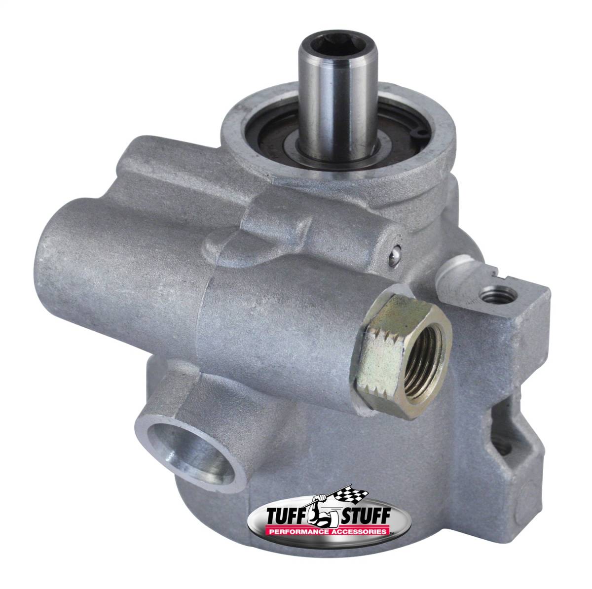 Tuff Stuff Performance - Power Steering Pump; GM Pressure Slip - M8x1.25 Threaded Hole Mounting - Aluminum - For Street Rods/Custom Vehicles w/Limited Engine Space - Factory Cast PLUS+; 6175AL-1
