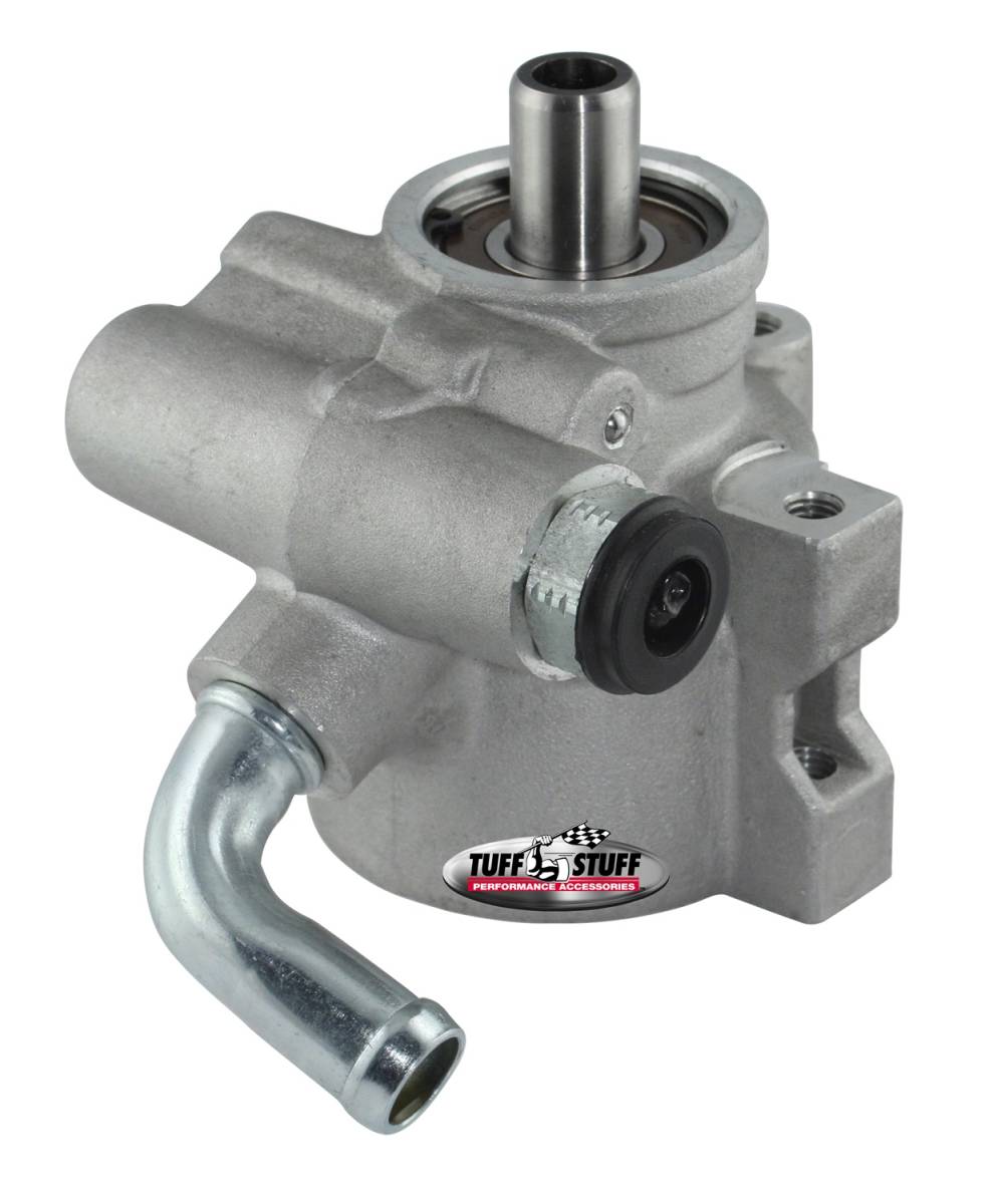 Tuff Stuff Performance - Power Steering Pump; M16 And 5/8 in. OD 90 Deg Return - M8x1.25 Threaded Hole Mtg - Alum - For Street Rods/Custom Vehicles w/Limited Engine Space - Factory Cast PLUS+; 6175AL-5