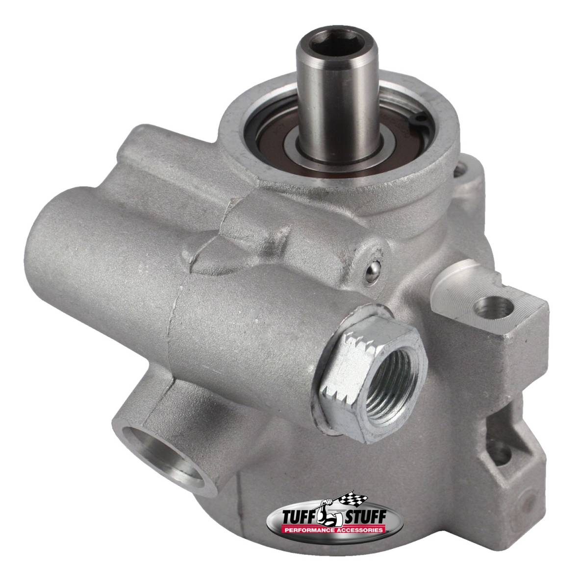 Tuff Stuff Performance - Power Steering Pump; GM Pressure Slip - 8mm Through Hole Mounting - Aluminum - For Street Rods/Custom Vehicles w/Limited Engine Space - Factory Cast PLUS+; 6175AL-7