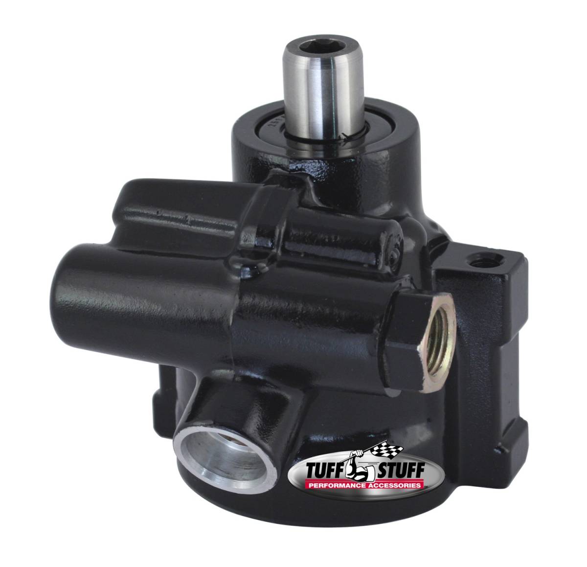 Tuff Stuff Performance - Power Steering Pump; GM LS Stock Replacement - Aluminum - For Street Rods/Custom Vehicles w/Limited Engine Space - Black; 6175ALB-6