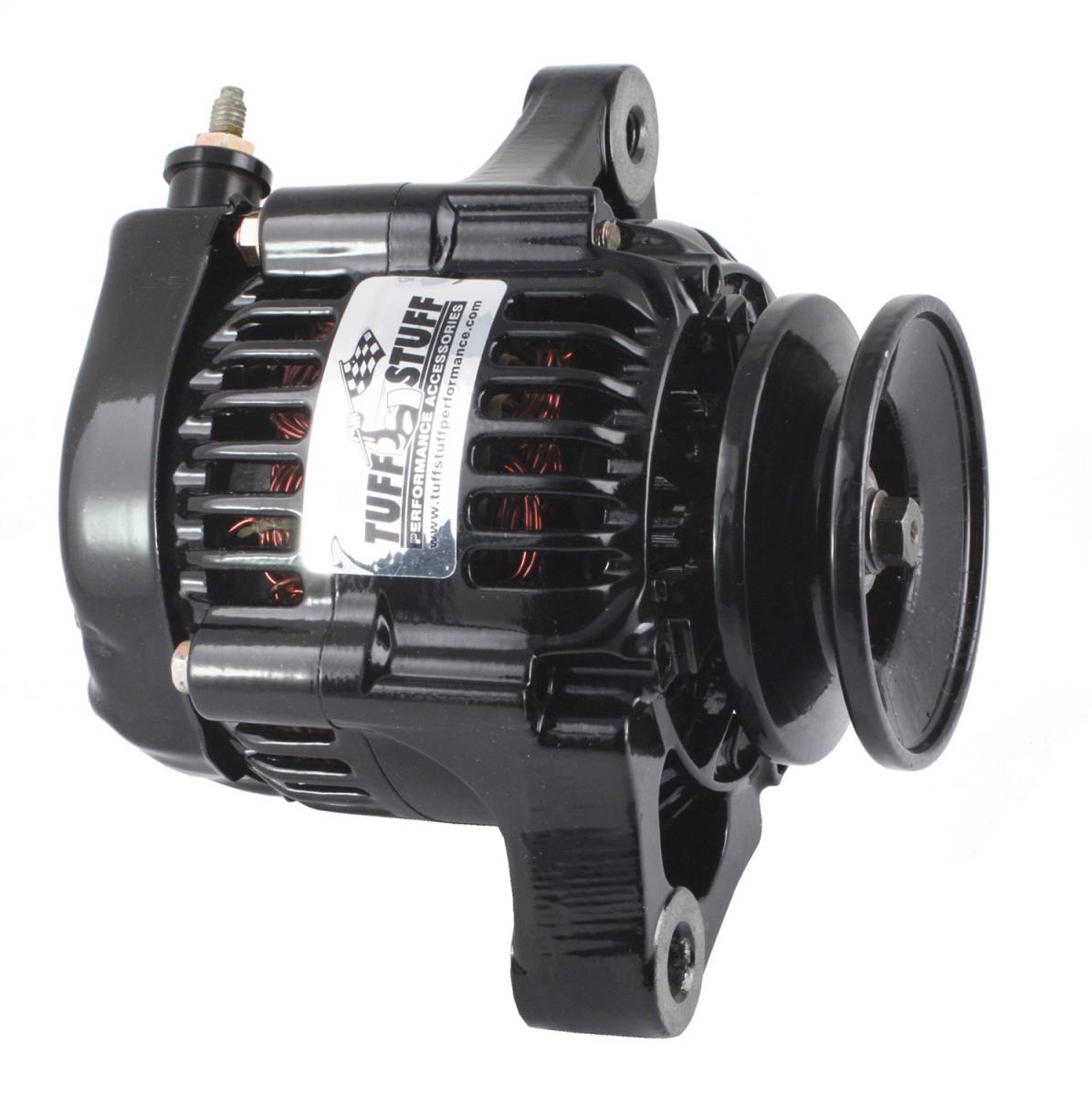 Tuff Stuff Performance - Alternator; 55 AMP - Ultra Mini Nippondenso - 1 Wire - Single Groove Pulley - For Use w/Performance Cars/Street Rods/Show Cars w/Low Amp Requirement - Black; 7512B