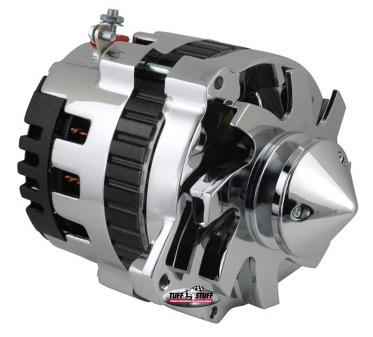 Tuff Stuff Performance - Alternator; 160 AMP - 1 Wire Or OEM Hookup - V Groove Pulley - Double Wide Heavy Duty Ball Bearings - Chrome; 7861ABULL
